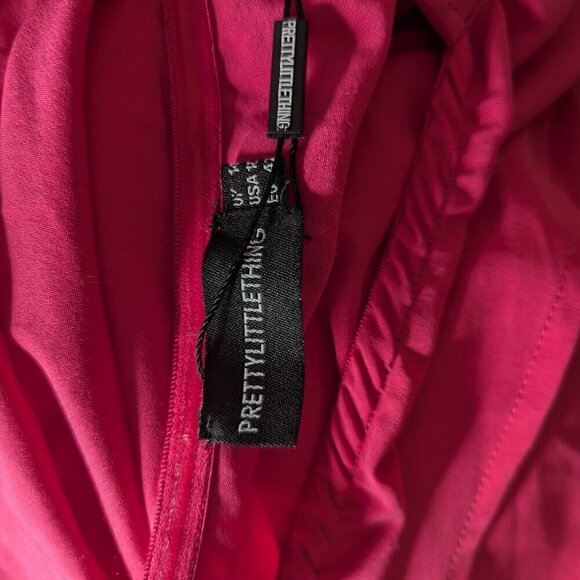 PrettyLittleThing Hot Pink One Shoulder Asymmetrical Mini Dress 10 MISSING BELT - Picture 5 of 11